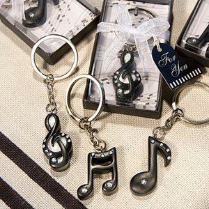 Set/3 Black with Rhinestones Music Note Key Chains Clef 8th note 16th note NWT